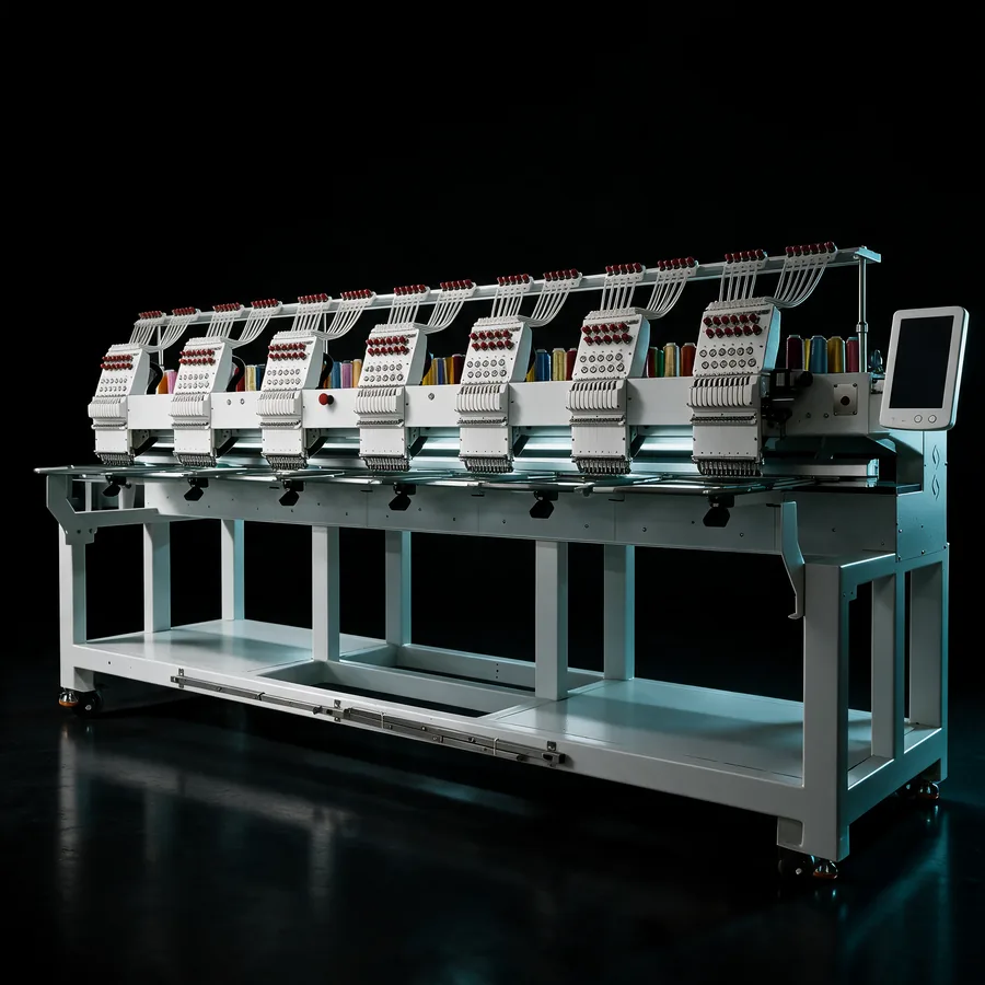 Six-head industrial computerised embroidery machine